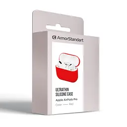 Силіконовий чохол для навушників Apple AirPods Pro, Ultrathin Silicone Case, червоний, захисний чохол, ультратонкий і легкий, захист від подряпин і пилу, м"який силікон, ArmorStandart (ARM55952) - мініатюра 3