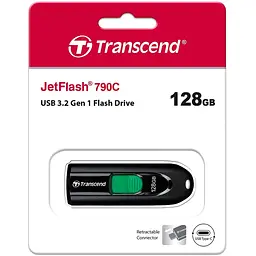USB флеш накопичувач Transcend 128GB JetFlash 790C Black USB 3.1 (TS128GJF790C) - мініатюра 6