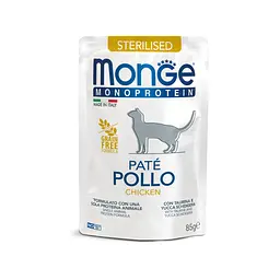 М'ясний паштет для стерилізованих котів Monge Cat Monoprotein Sterilised з куркою 85 гр