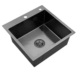 Кухонна мийка Kroner KRP Schwarze - 5050HM PVD (3,0/1,0 мм) (CV022793) - мініатюра 3