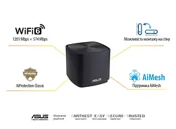 Система WiFi-Mesh ZenWiFi XD4 PLUS AX1800, 1xGE LAN, 1xGE WAN, 1мод, чорний Asus teh0017202 - мініатюра 8
