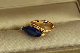 Сережки кафи Xuping Jewelry Синій маркіз на вушний хрящ 1,7 см золотисті - мініатюра 2