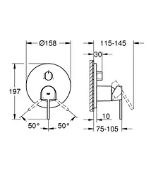 Змішувач прихованого монтажу на 3 положення Grohe Plus 24093AL3, Графит - мініатюра 2