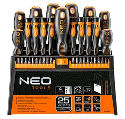 Викрутки , 20 біт, SL,PH,PZ,Torx,H, сталь S2, з підставкою, набір 37шт Neo Tools hoz0014126