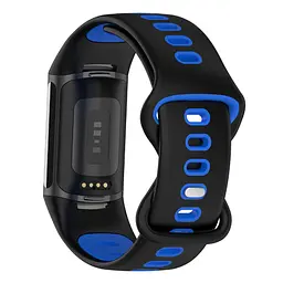 Силіконовий ремінець Primolux Sport для фітнес браслета Fitbit Charge 5/Charge 6 Black Blue/розмір М - мініатюра 4