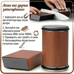 Професійна роликова точилка для ножів Rolling Sharpener з магнітною основою та кутами заточування 15° і 20° (00402) - мініатюра 5