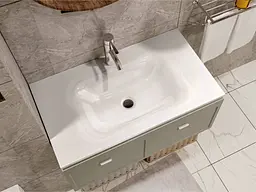 Умивальник Miraggio JESSEL 800 (0000748) Miramarble, Глянцевий, Накладний/Врізний, Білий - мініатюра 5