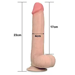 Фалоімітатор LoveToy Sliding-Skin Dual Layer Dong 9" Flesh 23 см тілесний - мініатюра 2