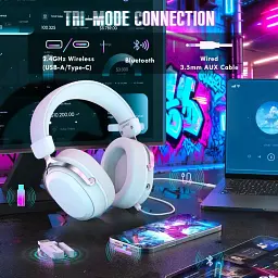 Ігрова гарнітура Attack Shark L30PRO Wireless, 2.4GHz/Bluetooth/3.5mm AUX/AUX-to-Type-C, White (L30PROW_AS) - мініатюра 4