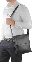 Шкіряний чоловічий месенджер чорний TIDING BAG sum0028692 - мініатюра 6