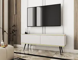 Тумба під телевізор Perfect Home Оро / Oro 2-дверна з чорними ніжками RTV135 Білий (PFH-091324)