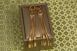 Сережки Xuping Jewelry підвіски позначки Сім блискучих променів 8,5 см золотисті - мініатюра 2