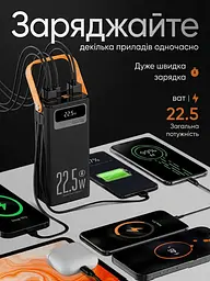 Павербанк з швидкою зарядкою 30000mAh KPG POWER BANK Soonest Fast Charging пауербанк, павер банк, умб Fast Type-C In /Out: 4 USB 5V/2A Повербанк,Чорний  - мініатюра 7