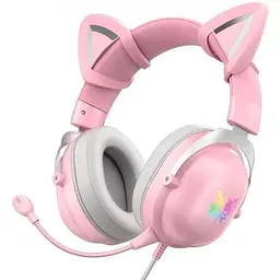Дротова ігрова гарнітура Onikuma Gaming CAT with LED X11, USB, 3.5mm, 2.2m, pink