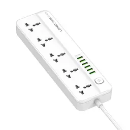 Мережевий зарядний пристрій подовжувач Ldnio SC5614 6 USB 5 розеток 2m білий
