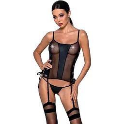 Сітчастий корсет з екошкіри Passion Passion Malwia CorSet L/XL