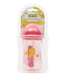 Поїльник Baby Team, з силіконовою трубочкою, 9+ міс., 380 мл, червоний (5010_красный_с_котиком) - мініатюра 4