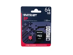 Карта пам'яті Patriot EP microSDXC UHS-I U3 V30 A1 + SD adapter 64 GB (PEF64GEP31MCX) - мініатюра 3
