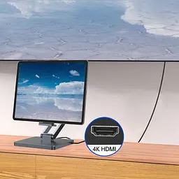 Підставка для планшетів+HUB WIWU AH801 Adjustable 8in1 (USB-C to HDMI+2A+2C+SD/TF+3.5mm) Gray - мініатюра 3