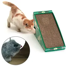 Flamingo scratching board нахилена когтеточка для котів з котячою м'ятою та хутряною мишкою 59х21х32 см