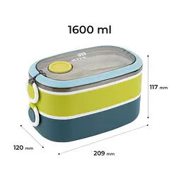 Ланч-бокс Kite подвійний з наповненням 1600 мл, синій (K25-1181-2) - мініатюра 2
