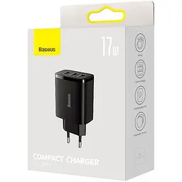 Зарядний пристрій Baseus Compact Charger 3U 17W Black (CCXJ020101) - мініатюра 7
