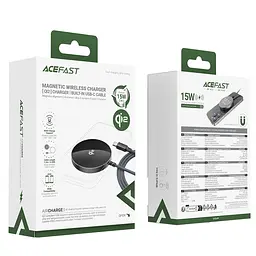 Бездротовий зарядний пристрій ACEFAST E24 QI2 desktop magnetic wireless charger with cable, Metal Gray (6974316284758) - мініатюра 2