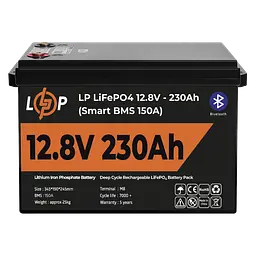 Акумулятор LP LiFePO4 12V (12,8V) - 230 Ah (2944Wh) (Smart BMS 150А) з BT пластик