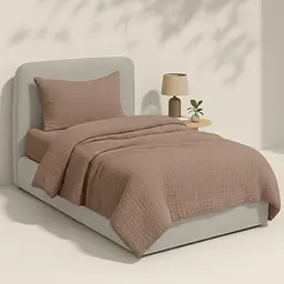 Комплект постільної білизни Cosas Brown CS1 Підлітковий муслін коричневий (Muslin_019Brown_El90-019Brown_155) - мініатюра 2