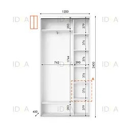 Шафа-купе Idea серія 1 120 x 45 x 240 см Білий Дзеркало - мініатюра 2