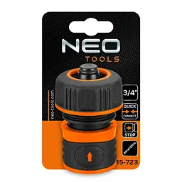 Конектор для шланга Neo Tools для шланга 3/4", з аквастопом, двокомпонентний (15-723) - мініатюра 5