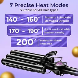 Плойка потрійна VGR V-590, 140-200 °C, керамічне покриття, LED дисплей, 130 W Фіолетова - мініатюра 8