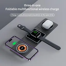 Заряджання Qi 3in1 Foldable Magnetic Wireless Charger XYJ X8 для Phone, Apple Watch, AirPods - мініатюра 6