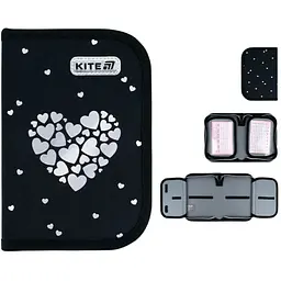 Пенал Kite 1 від., 2 відв., без наповнення 622 Black&Silver