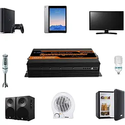 Інвертор перетворювач напруги Edecoa Spannungswandler 12-230V 1000W / 2000W чистий синус - мініатюра 4