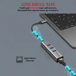 USB-Хаб Promate USB Хаб на 4 порти (gigahub-c.grey) - мініатюра 2