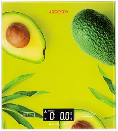 Кухонні настільні електронні ваги Ardesto SCK-893AVOCADO із сенсорним керуванням до 5кг LCD-дисплей