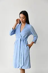 Халат для вагітних в пологовий та годуючих мам на запах розмір XL Мамин Дім Блакитний