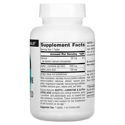 Жироспалювач Acetyl L-Carnitine & Alpha Lipoic Acid 650 mg, 60 таблеток Source Naturals fit0016614 - мініатюра 2