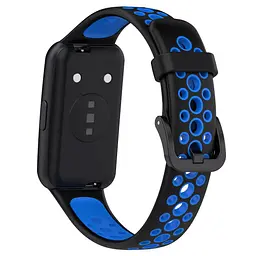Силіконовий ремінець Primolux Perfor Classic для фітнес браслета Huawei Band 7- Black Blue - мініатюра 2