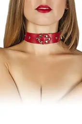 Нашийник червоний Leather Restraints Collar від sLash - мініатюра 3