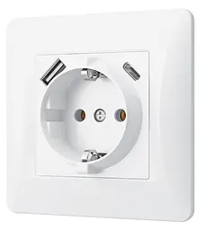 Розетка Videx Binera одинарна із заземленням з USB+USB-C біла (VF-BNSK1GUC-W) - мініатюра 2