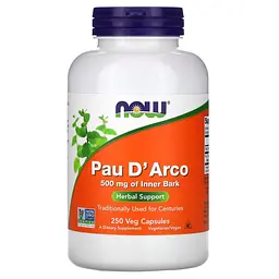 Натуральна добавка NOW Pau D'Arco 500 mg, 250 капсул