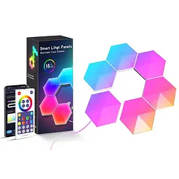 Модульний настінний світильник LED RGB 5V стільники SAL-011B 6pcs Bluetooth USB with app White Epik teh0029696 - мініатюра 2