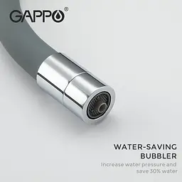Змішувач для кухні на дві води Gappo G4398-30 з гнучким виливом, сірий/хром, Сірий - мініатюра 7