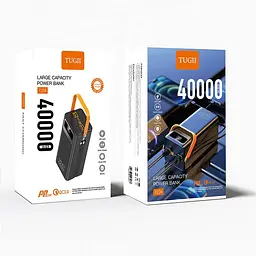 Павербанк 40000мА·ч зовнішній акумулятор Power Bank 4USB 2Type-C PD зі швидкою зарядкою до 22.5W та кабелю Type-C та Lightning портативний зарядний пристрій TUGII Y104 - мініатюра 7