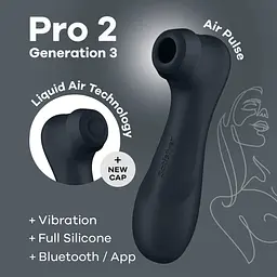 Стимулятор Satisfyer - Pro 2 Generation 3 Connect App Вакуумний смарт для клітора з вібрацією та Liquid Air чорний - мініатюра 8