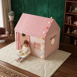 Дитячий намет ігровий із кольоровими кульками 120х100х60 см, Рожевий / Будинок-намет для дітей / намет у формі будиночка - мініатюра 9