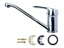Змішувач AQUATICA MD Ø40 для кухні гусак прямий 250мм на шпильці (9712130) - мініатюра 3
