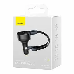 Автомобільний зарядний пристрій Baseus Enjoyment Retractable 2-in-1 Car Charger C+L 30W CGTX000001 Black - мініатюра 5